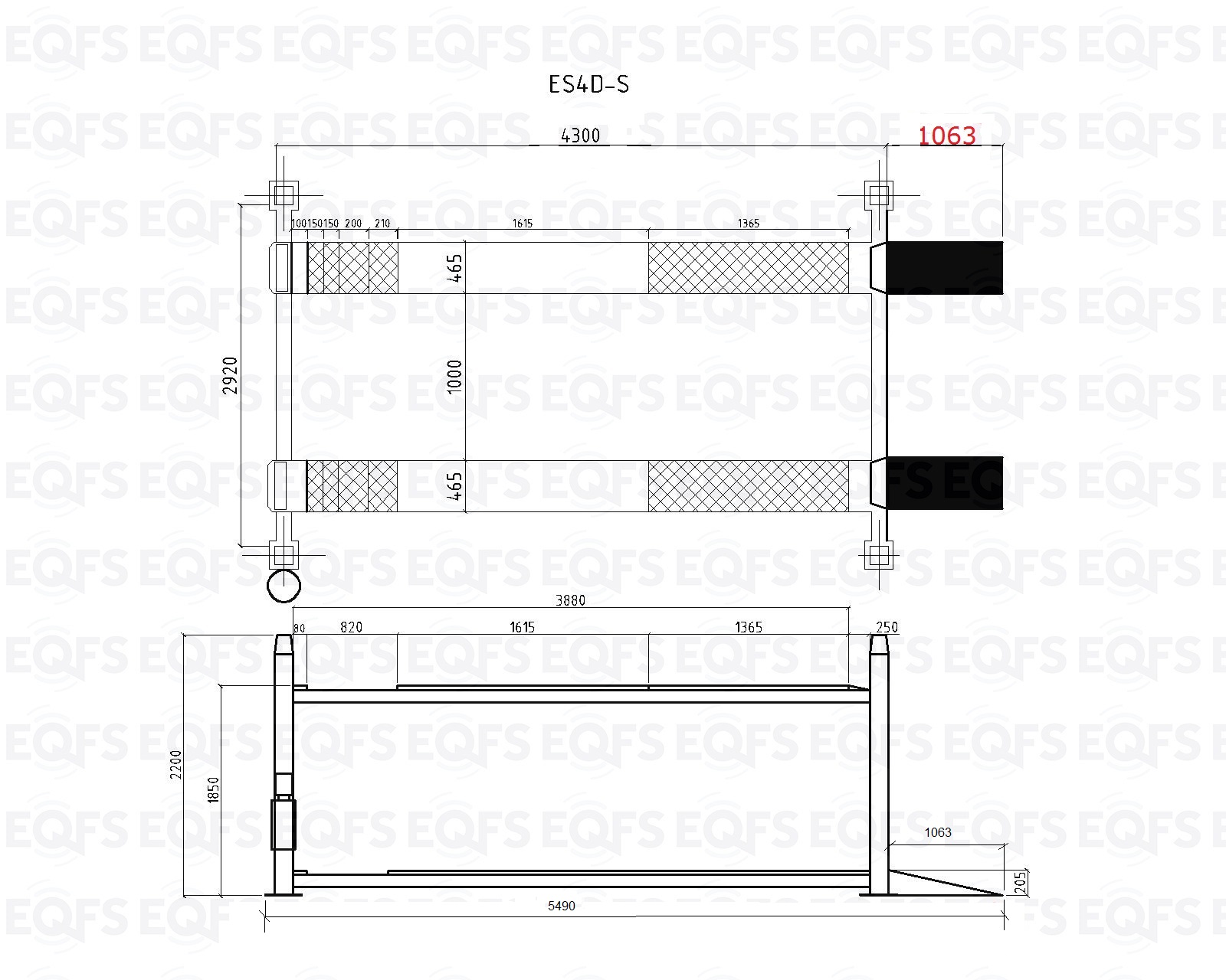 Техносоюз ES4D-S Подъемник 4-хст. г/п 4 т,эл/гидр. 380V (к-т) (без траверсы)