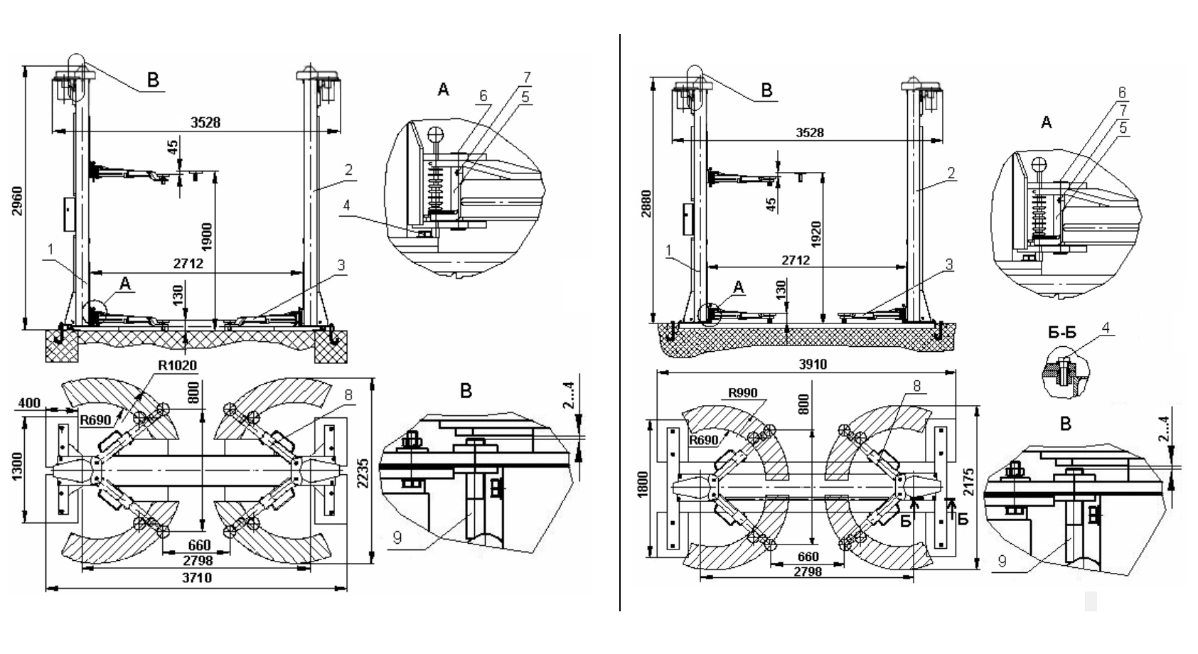 Техносоюз ПР-3-01 Подъемник стационарный, 2-х ст., г/п 3,3 т