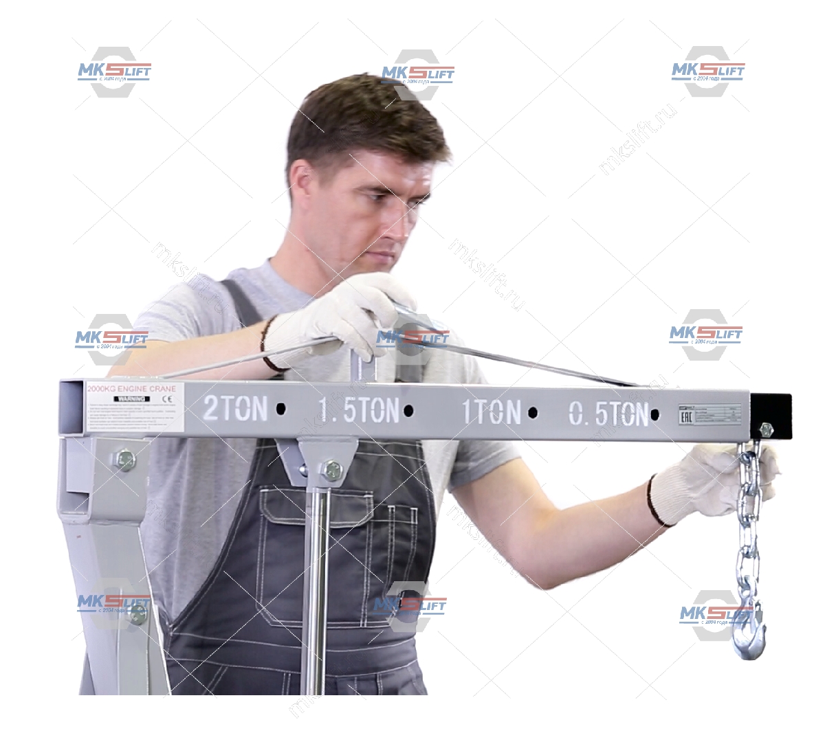 Кран складной двухтактный г/п 2000 кг. KraftWell  арт. KRWC2
