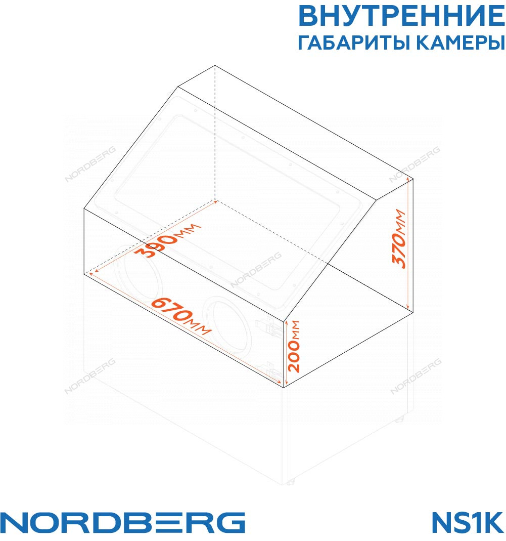 Камера пескоструйная настольная, боковая загрузка, 110 л NORDBERG