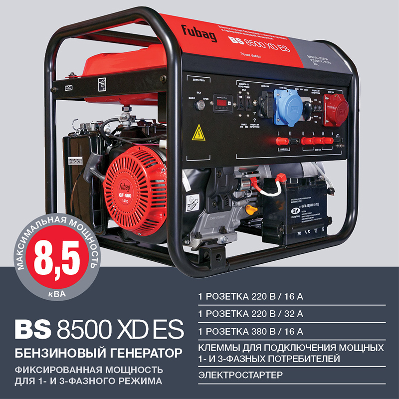 Техносоюз FUBAG Бензиновый генератор BS 8500 XD ES