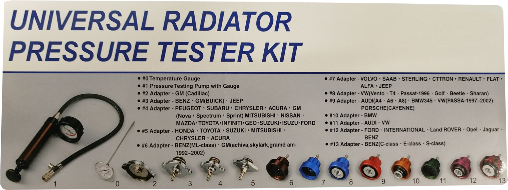 Комплект для проверки герметичности радиатора автомобиля TROMMELBERG G103722