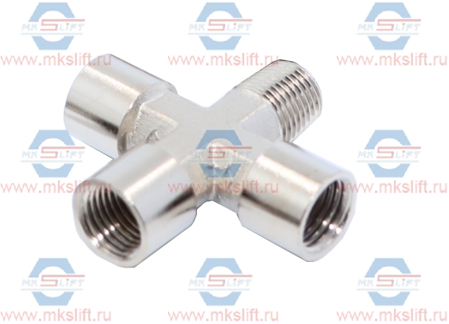 Переходник "крест" 3*F1/4" - M1/4", 10 шт KraftWell  арт. KRW-TC14F3M-10