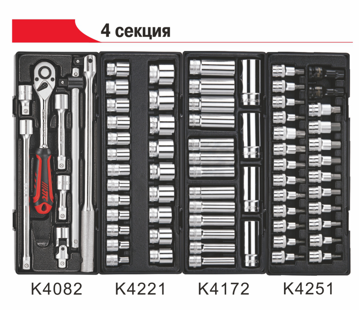 Техносоюз JTC-3931+5639+578 ТЕЛЕЖКА ИНСТРУМЕНТАЛЬНАЯ 9 СЕКЦИЙ С НАБОРОМ ИНСТРУМЕНТОВ 578 ПРЕДМЕТОВ