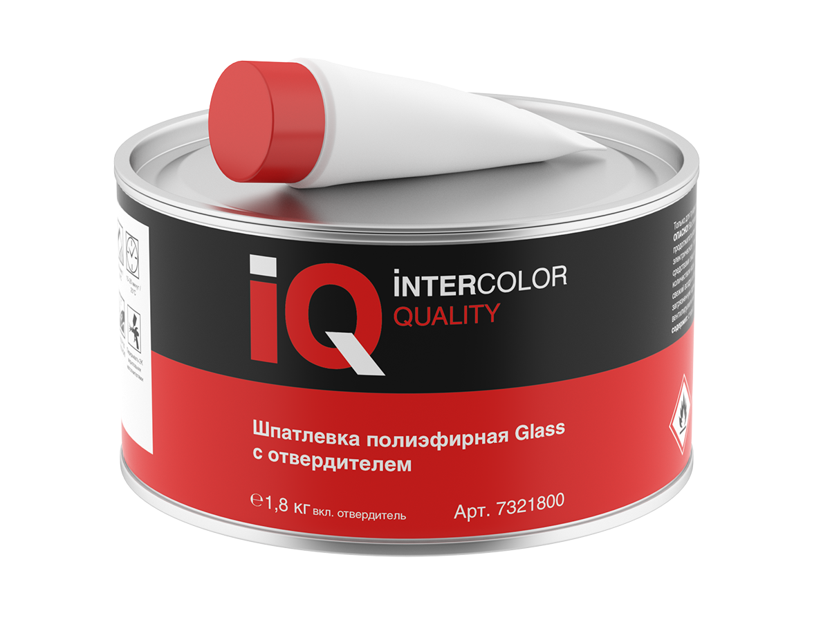 Шпатлёвка полиэфирная IQ GLASS со стекловолокном (1.8 кг, вкл. отвердитель)