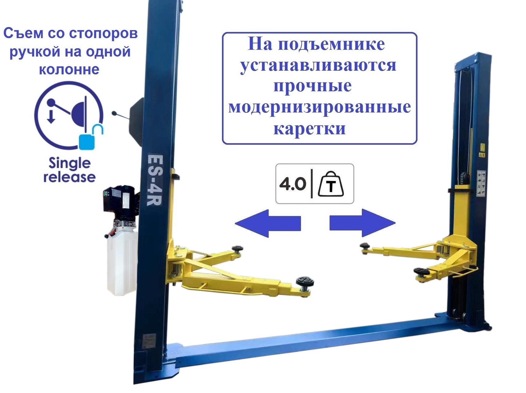 Техносоюз ES-4R Подъемник 2-хст. г/п 4т съем-ручка (220 V ТВ)