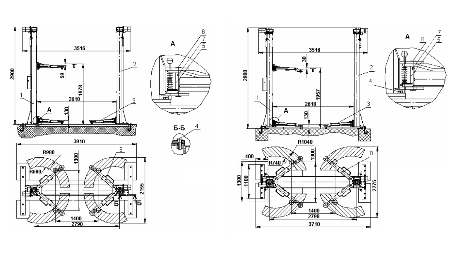 Техносоюз ПЛД-3-01 Подъемник стационарный, 2-х ст., г/п 3,3 т (ТЗ)