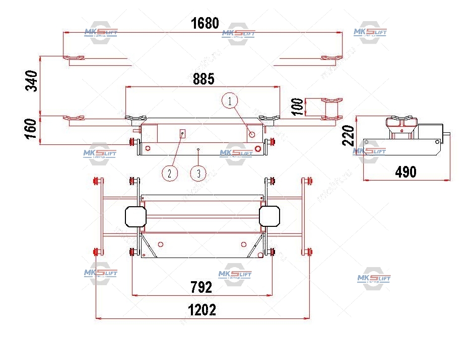 Траверса г/п 2000 кг. с пневмоприводом MEGA  арт. MA-21