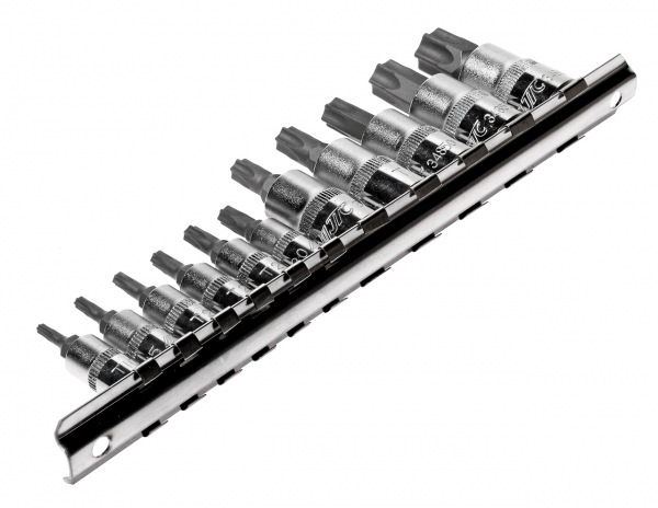 Техносоюз JTC-3902 Набор головок торцевых c насадкой TORX с отверстием 1/4-3/8 TORX Т10Н-Т60Н 11 предметов JTC