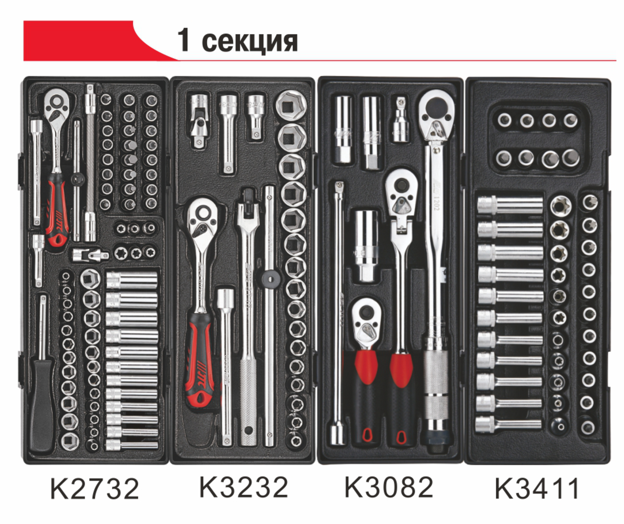 Техносоюз JTC-5021+279 ТЕЛЕЖКА ИНСТРУМЕНТАЛЬНАЯ 7 СЕКЦИЙ С НАБОРОМ ИНСТРУМЕНТОВ 279 ПРЕДМЕТОВ