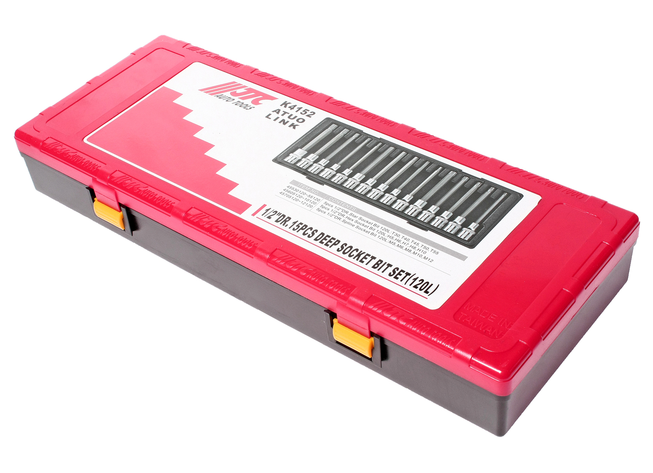 Техносоюз JTC-K4152 Набор головок с насадкой TORX, HEX, SPLINE 1/2" (в кейсе) 15шт