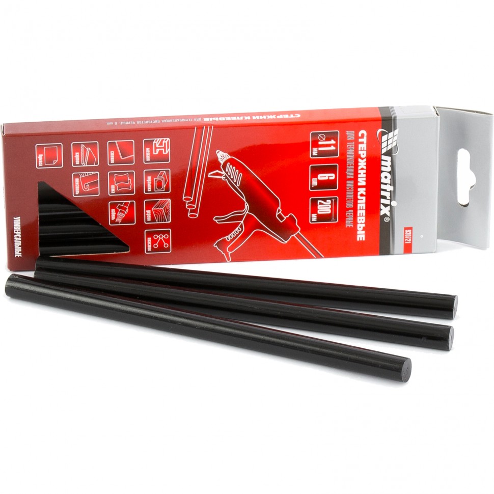 Стержни клеевые 11 мм чёрные, 6 шт MATRIX 930721