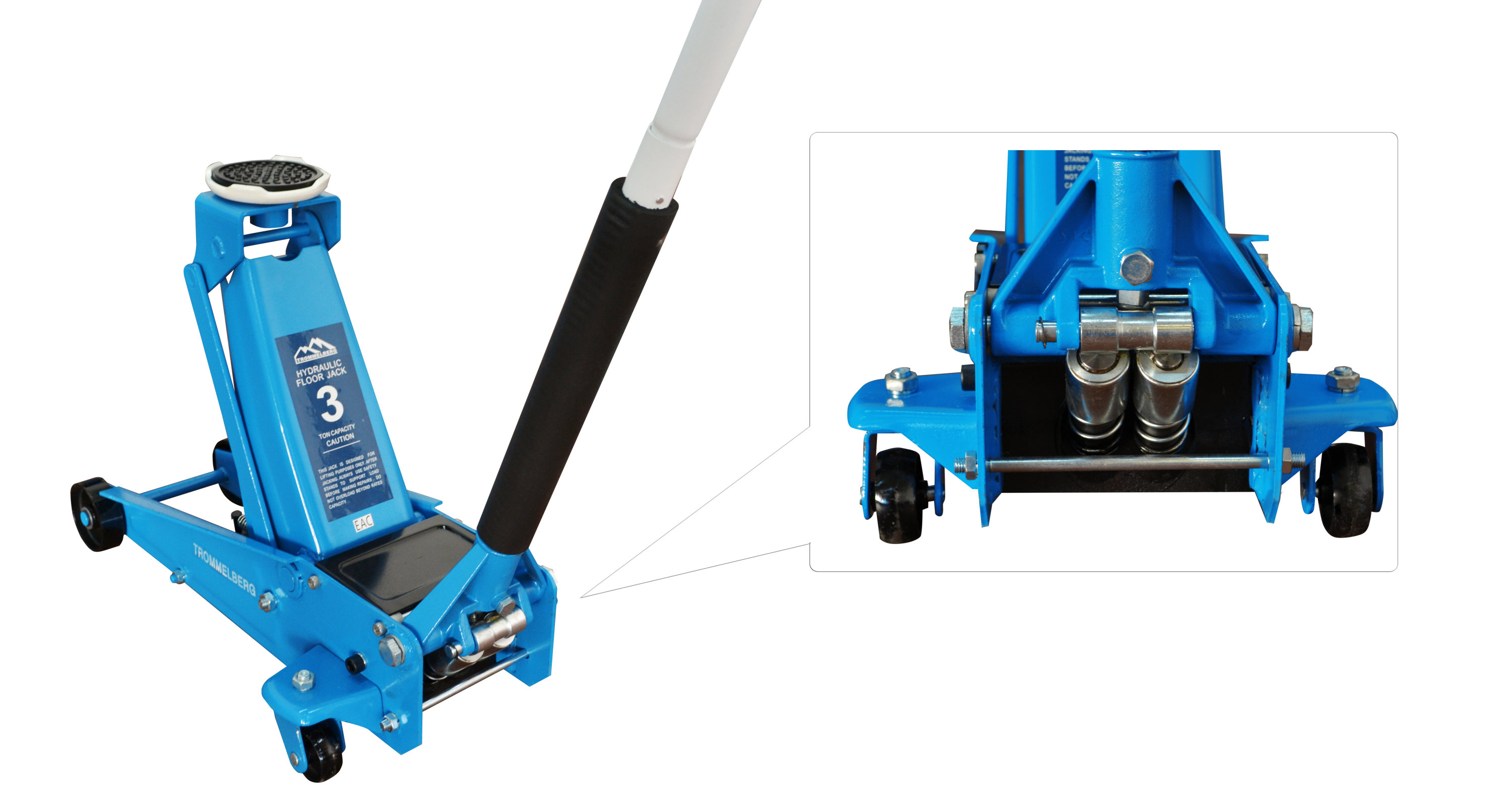 Домкрат гидравлический подкатной TROMMELBERG XRD0330 на 3 тонны (135/490 мм)