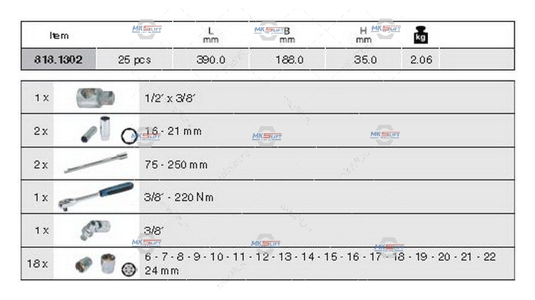 Набор головок 3/8" с аксессуарами KS-Tools  арт. 8181302