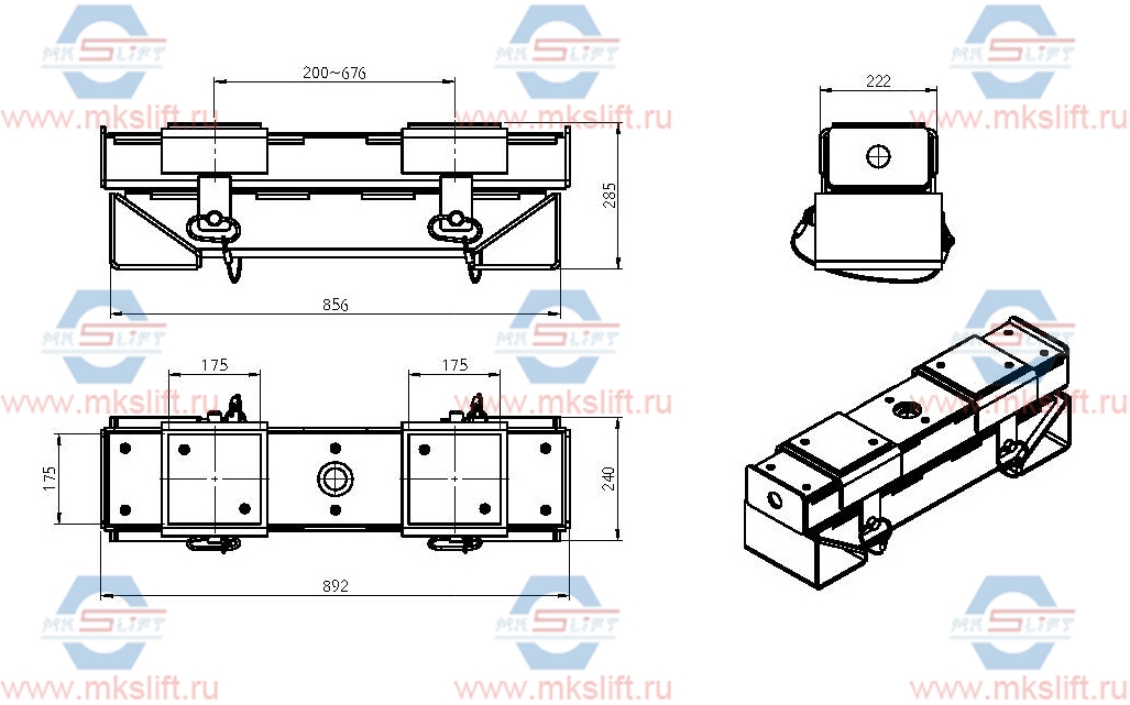 Траверса, для рамных автомобилей г/п 28 т., 2 шт. KraftWell  арт. KRW8F
