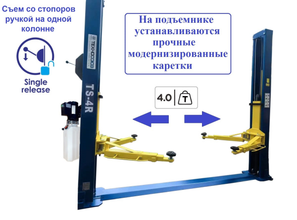 Техносоюз TS-4R Подъемник 2-хст. г/п 4т съем-ручка (380 V ТВ)