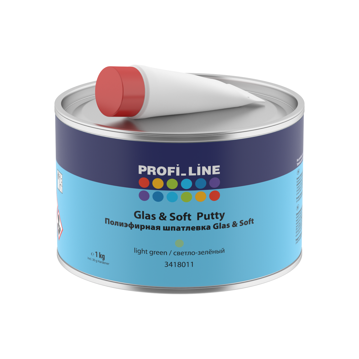 Шпатлёвка полиэфирная PROFI_LINE GLAS & SOFT с отвердителем (1 кг)