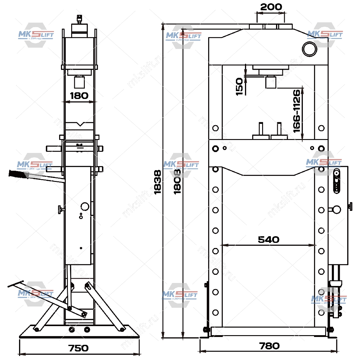 Пресс 30 т. с ручным и ножным приводом KraftWell  арт. KRWPR30F