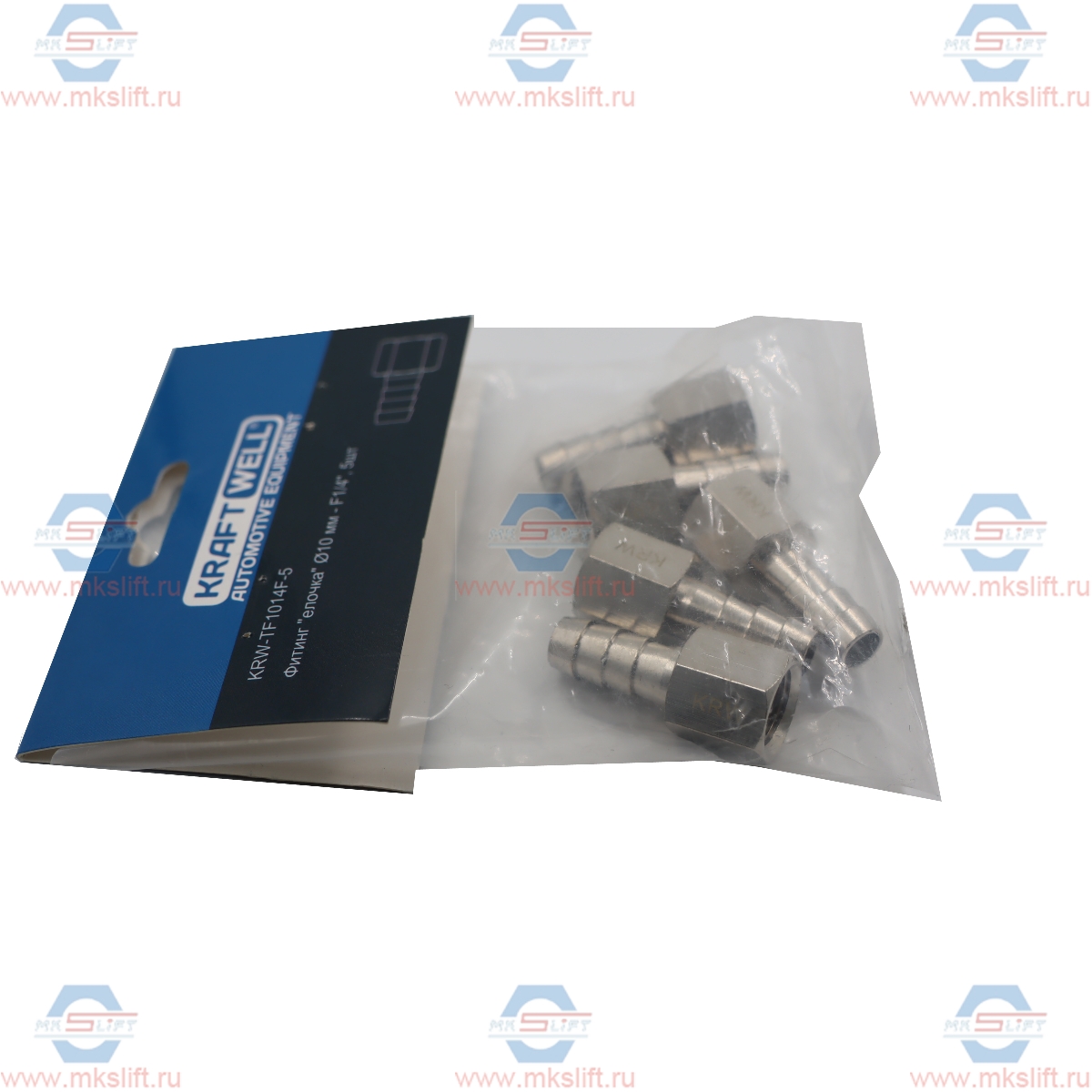 Фитинг "елочка" 10 мм - F1/4", 5 шт KraftWell  арт. KRW-TF1014F-5