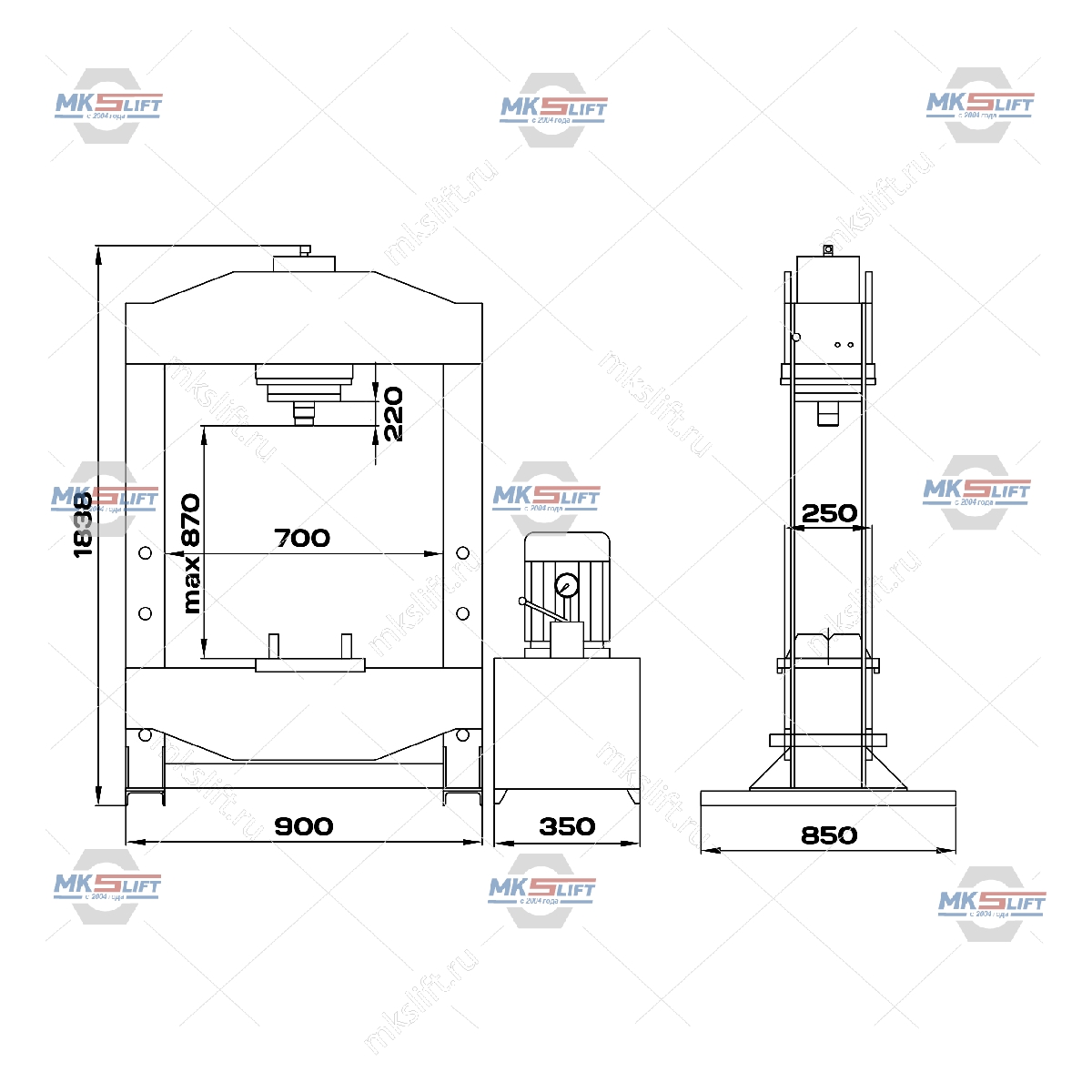 Пресс 50 т. c электроприводом KraftWell  арт. KRWPR50E